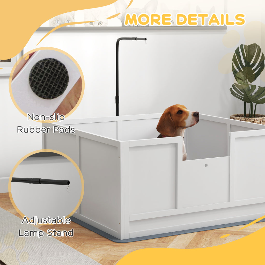 Whelping Box for Puppies with Pee Pad, Pig Rail, Adjustable Door for Small, Medium & Large Breed Dogs Birth, 41" x 39"