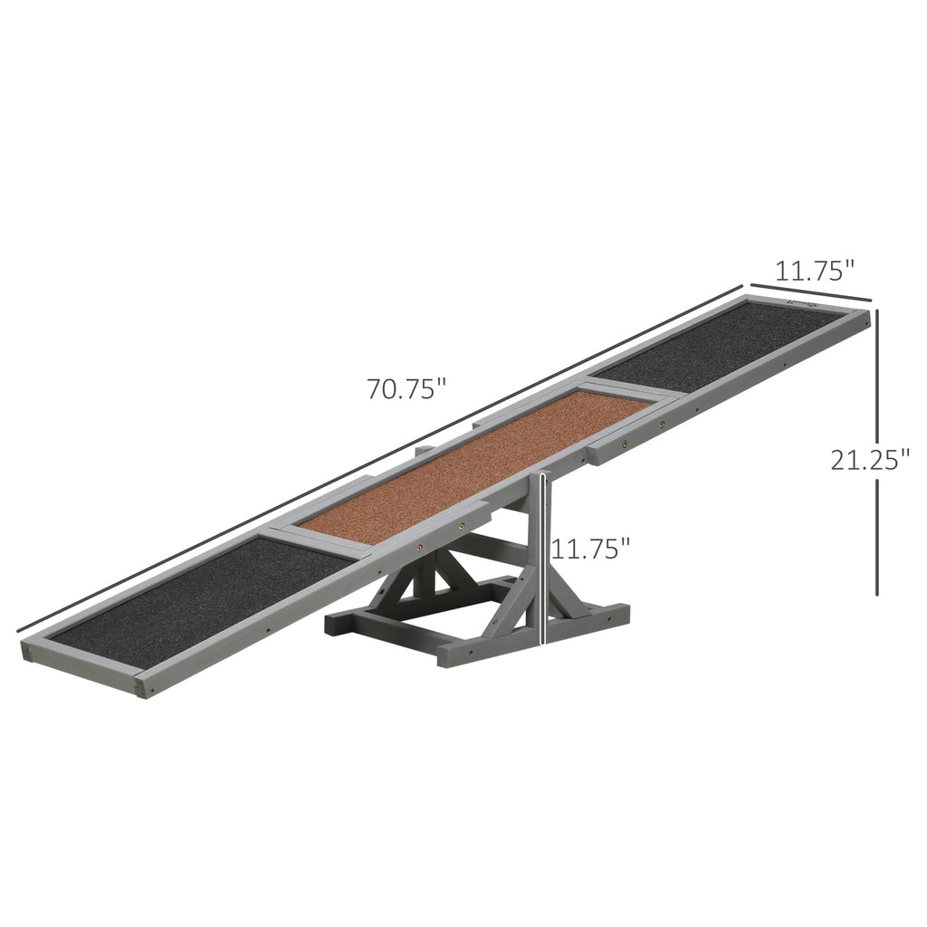 Wooden Dog Agility Seesaw for Training and Exercise, Gray