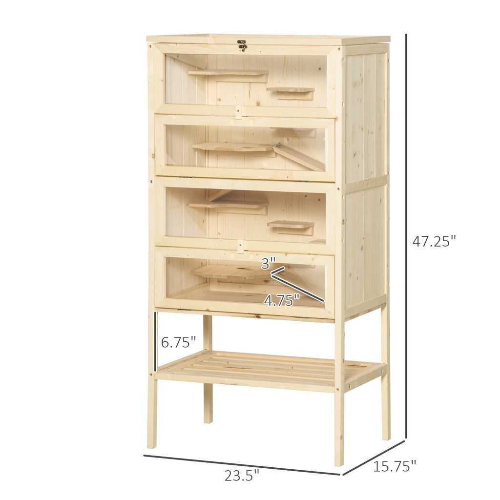 5-Tier Wooden Hamster Cage Mice Habitat Rat Habitat with Openable Top, Front Door and Storage Shelf