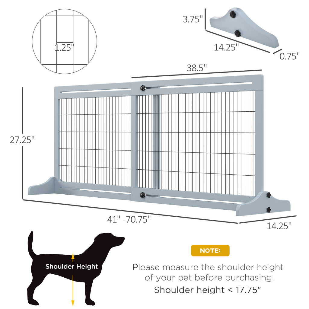 71" Extra Wide Freestanding Pet Gate for Dogs & Cats, Doorway Hallway Barrier