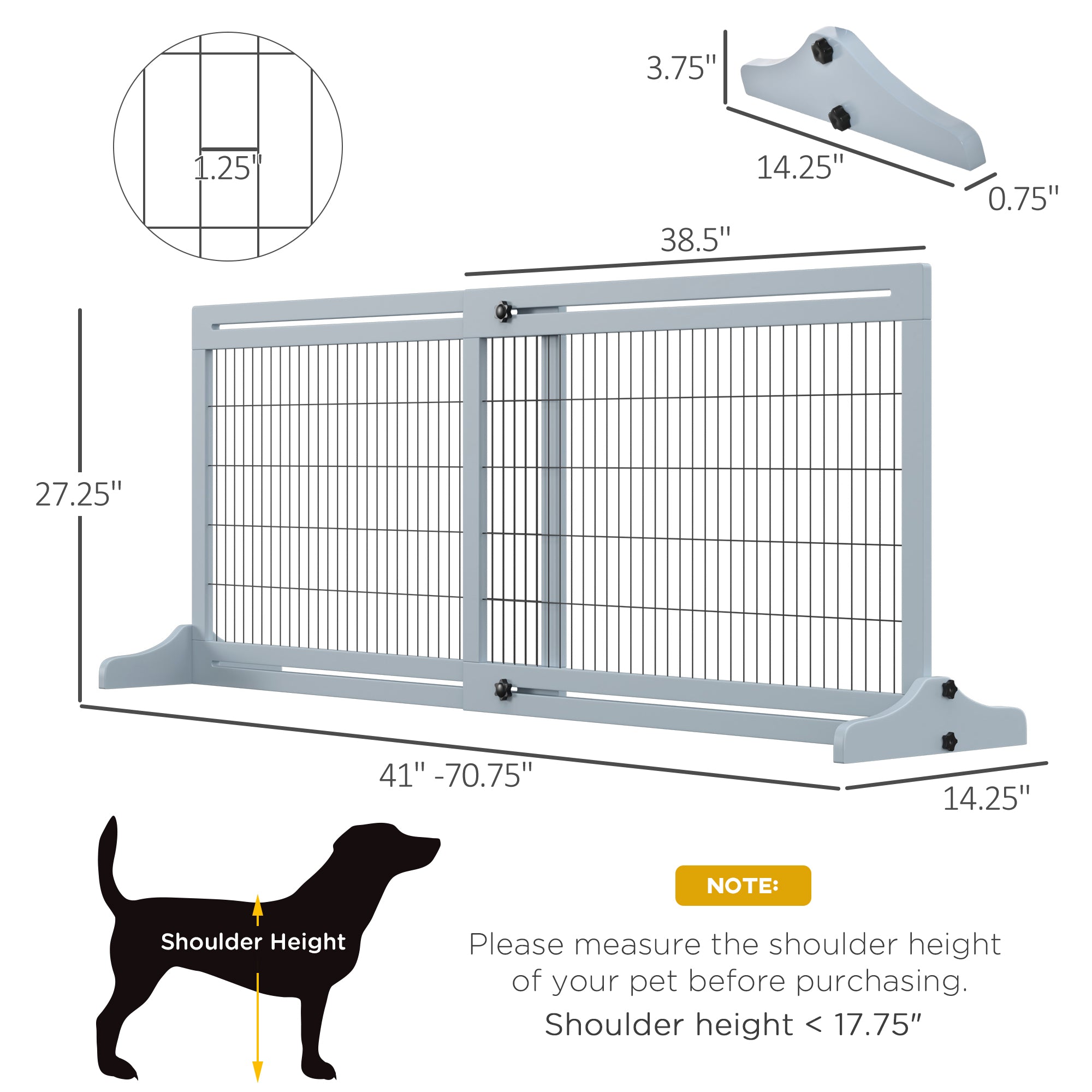 71" Extra Wide Freestanding Pet Gate for Dogs & Cats, Doorway Hallway Barrier