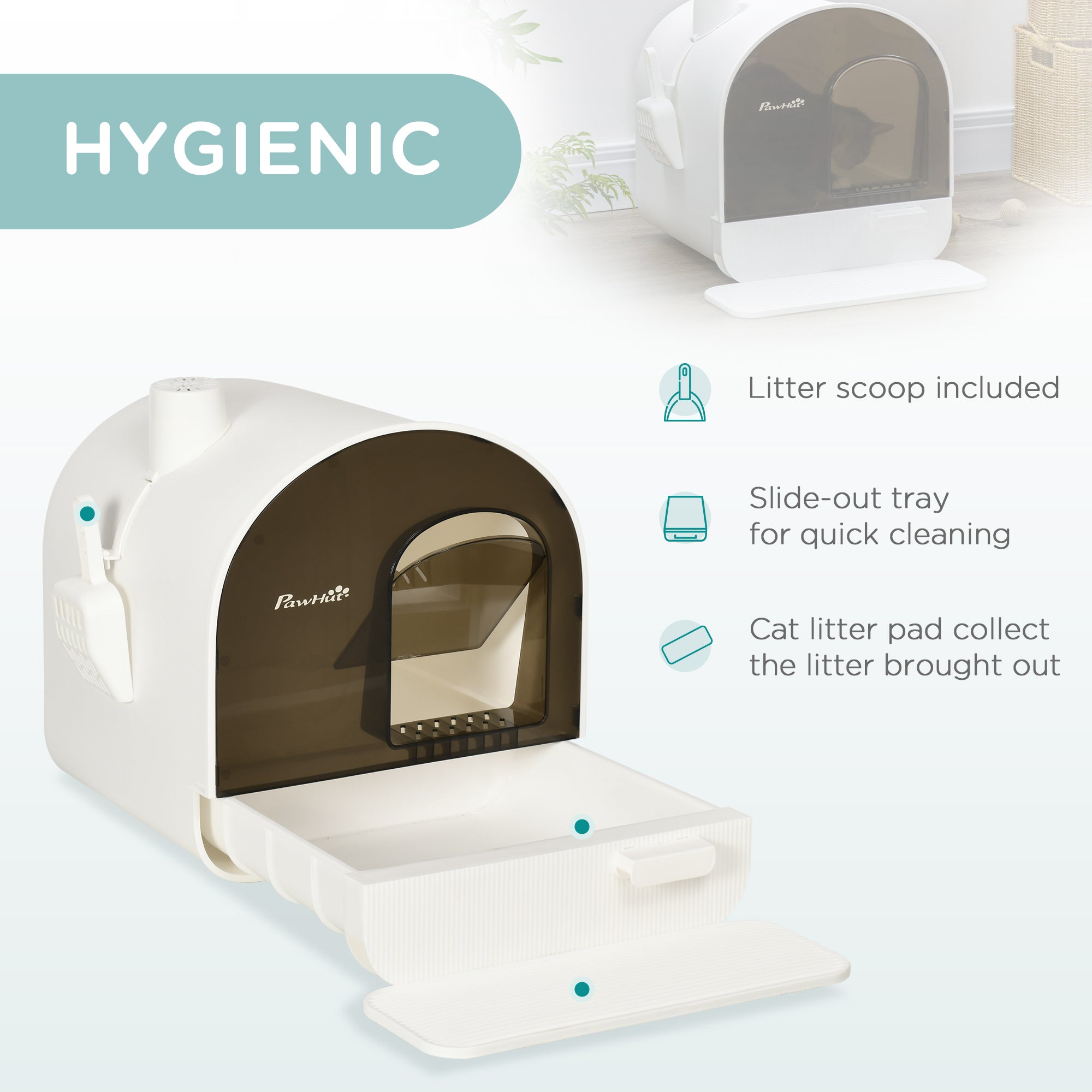 Cat Litter Box with Lid with Scoop and Filter