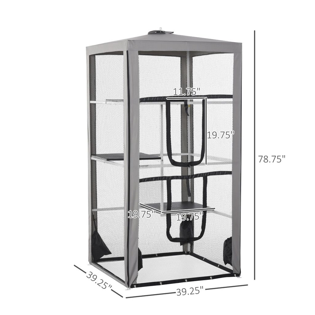 H Cat House Kitten Enclosure Playpen Frame with 3 Platforms