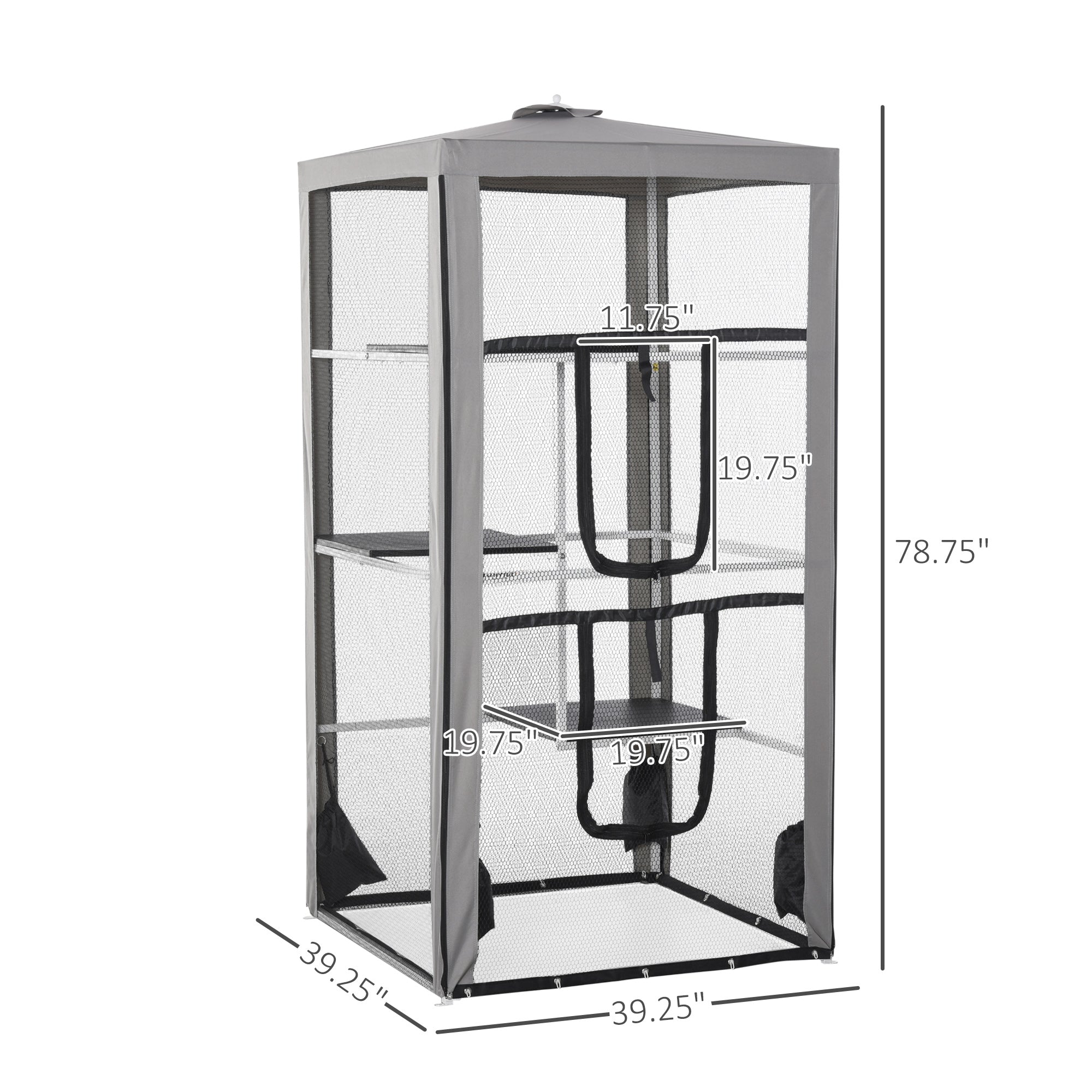 H Cat House Kitten Enclosure Playpen Frame with 3 Platforms