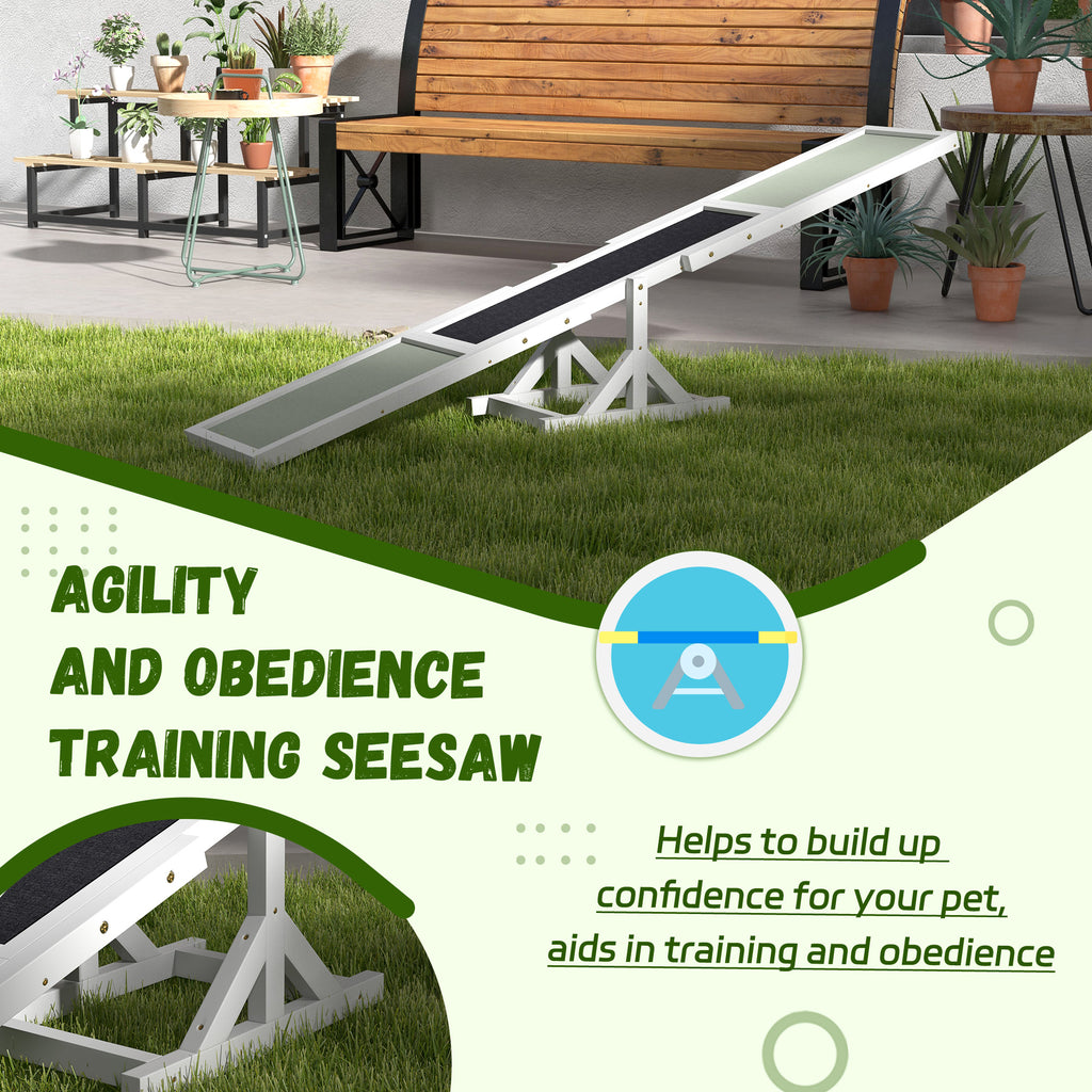 Wooden Dog Agility Seesaw for Training and Exercise, White