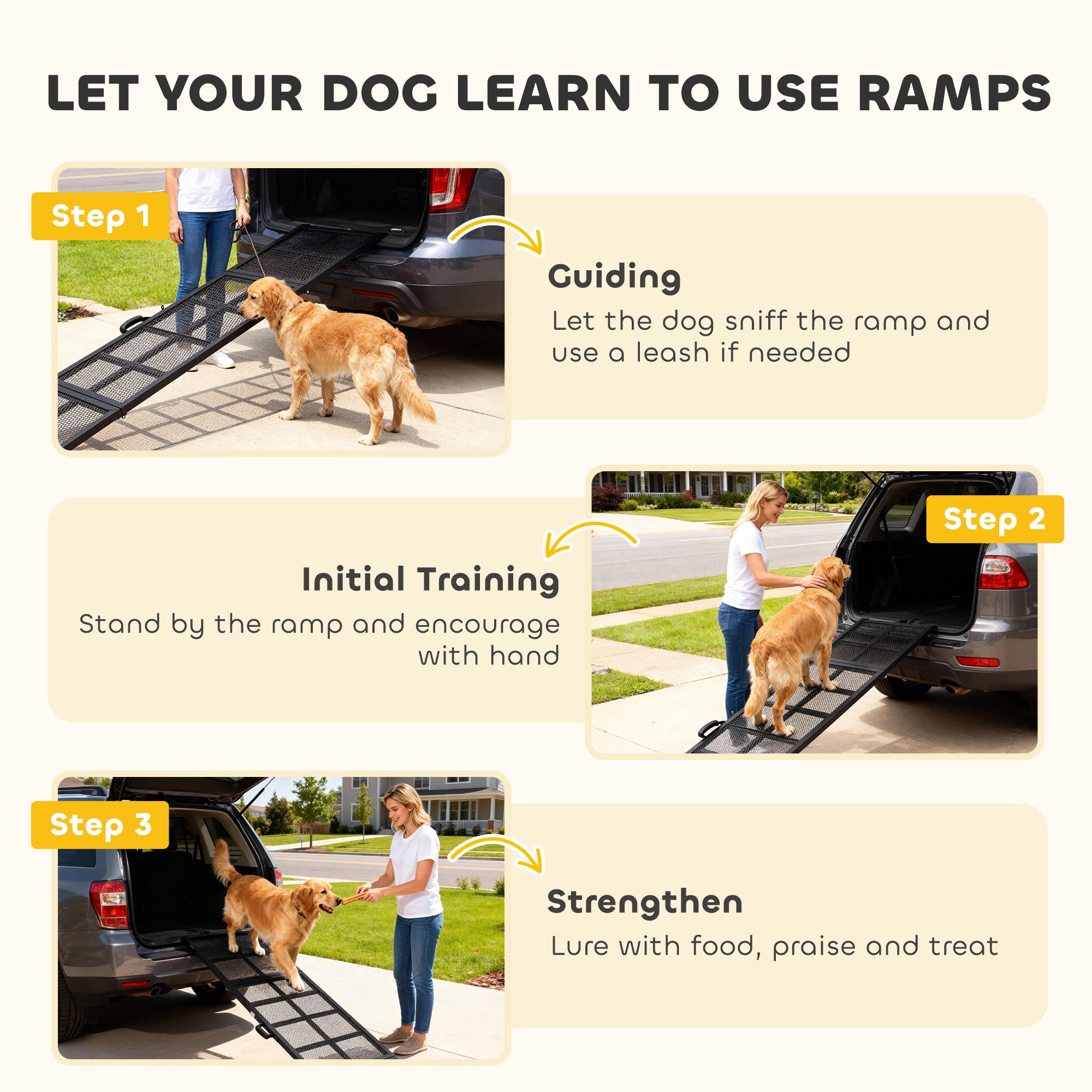 75" Extra Long Dog Car Ramp, Non-Slip Folding Portable Ramp for Large Dogs