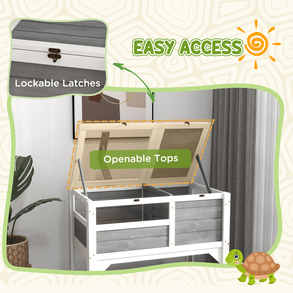 Tortoise Habitat with Shelf Storage Tortoise Gift Accessory with Weather Protection for Indoor, Light Gray