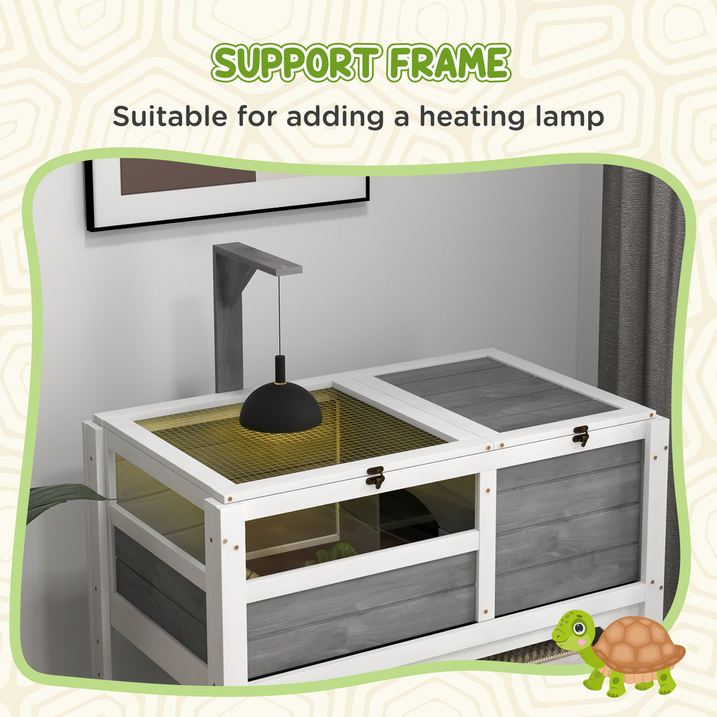 Tortoise Habitat with Shelf Storage Tortoise Gift Accessory with Weather Protection for Indoor, Light Gray