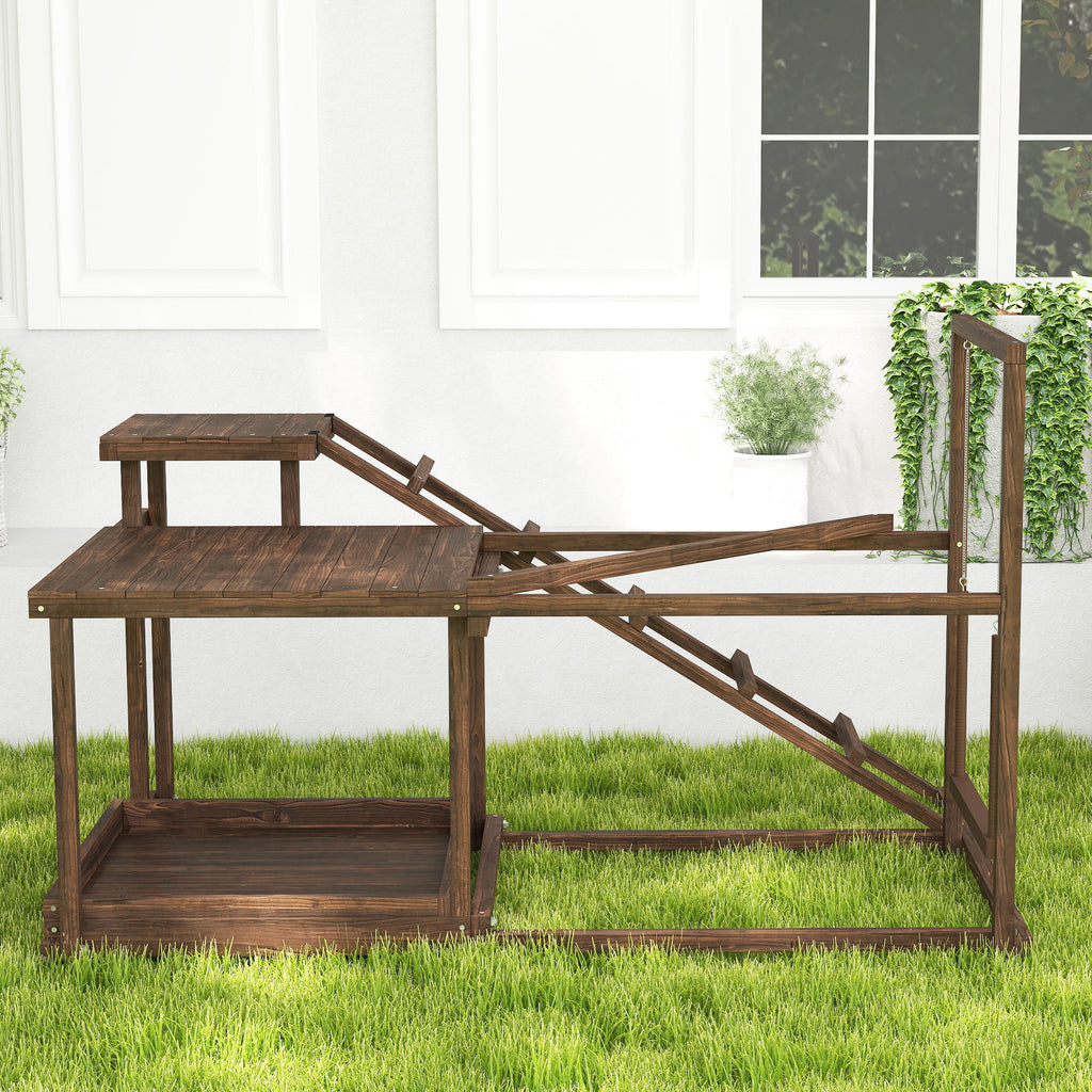 Wooden Chicken Activity Play Set with Perch, Swing, Ladder & Platforms, Coop Toy with Feeder Storage for Backyard Poultry