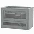 2-Level Hamster Cage with Openable Top, Door, Shelf, Ladder, Gray