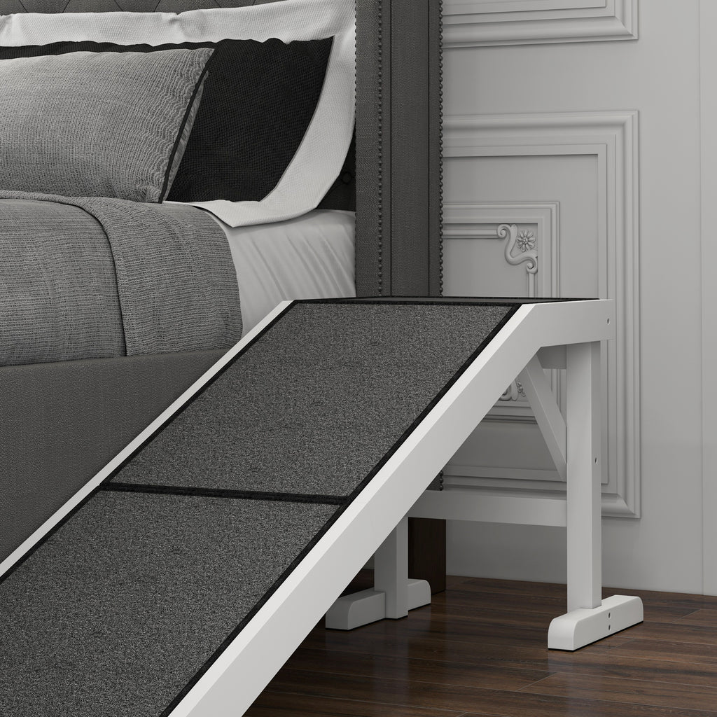 60" Pet Ramp for Dogs & Cats with Non-Slip Carpet, White