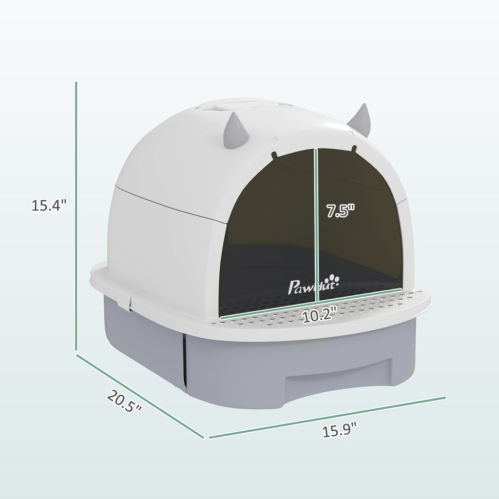 Covered Cat Litter Box with Lid, Scoop, Deodorizing Bags for Odor Control, Privacy, Easy to Clean, Gray