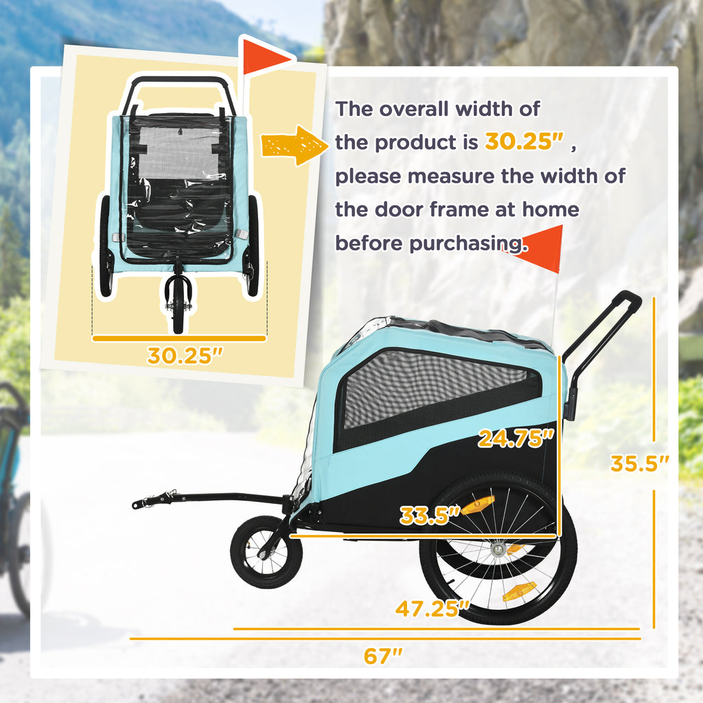 2-in-1 Dog Bike Trailer Pet Stroller Carrier for Large Dogs with Hitch