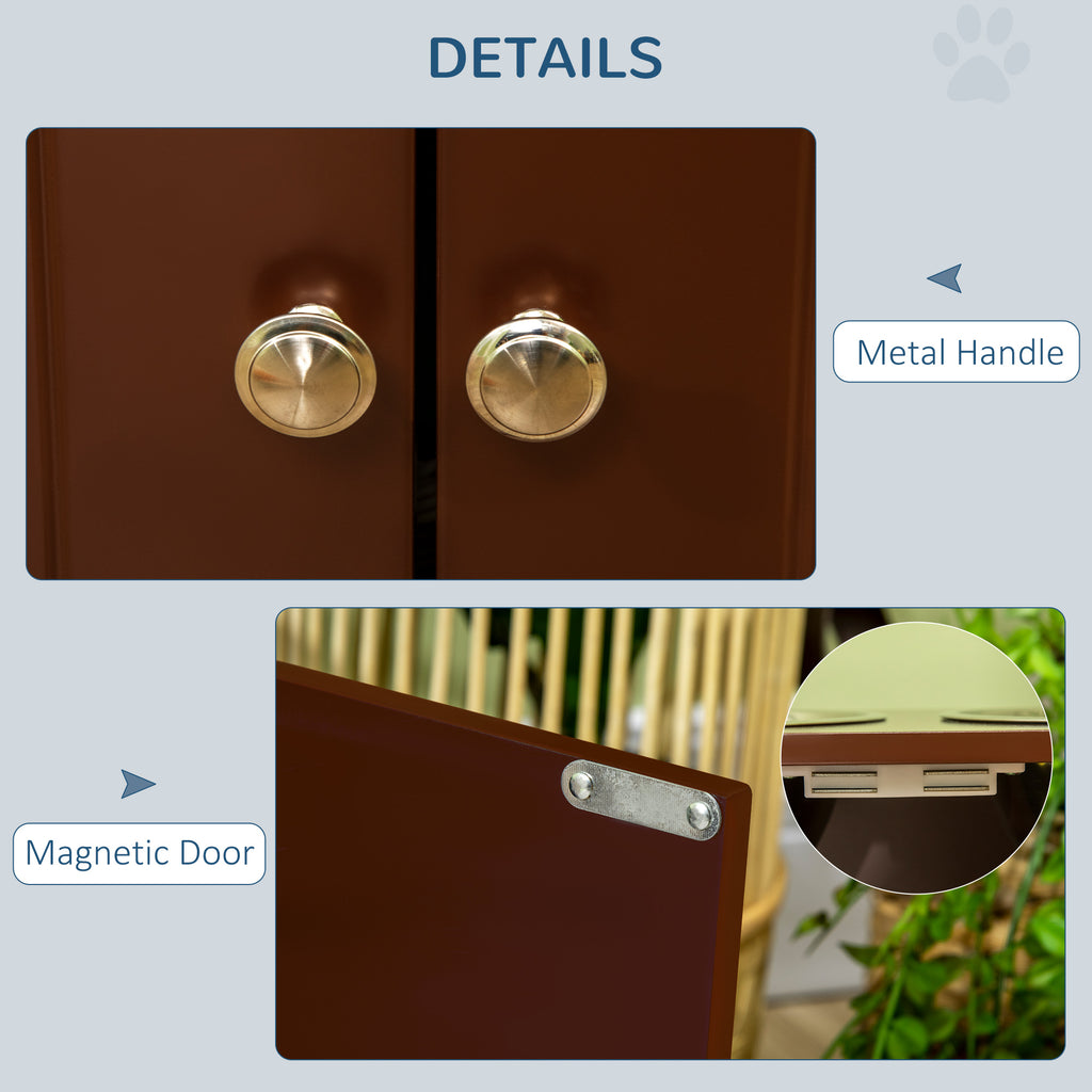 Elevated Dog Bowls with Storage Cabinet, Raised Dog Bowl Stand Pet Food Bowl Dog Feeding Station, Brown