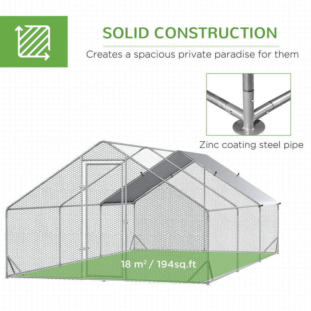 10¡¯ x 20¡¯ x 6.5¡¯ Chicken Coop Cage, Outdoor Hen House w/Cover & Lockable Door