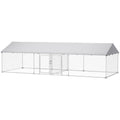 Two Room Outdoor Dog Kennel, Dog Run with Roof, Waterproof UV-Resistant Cover, Secure Lock, 19.7' x 7.5' x 5.2'