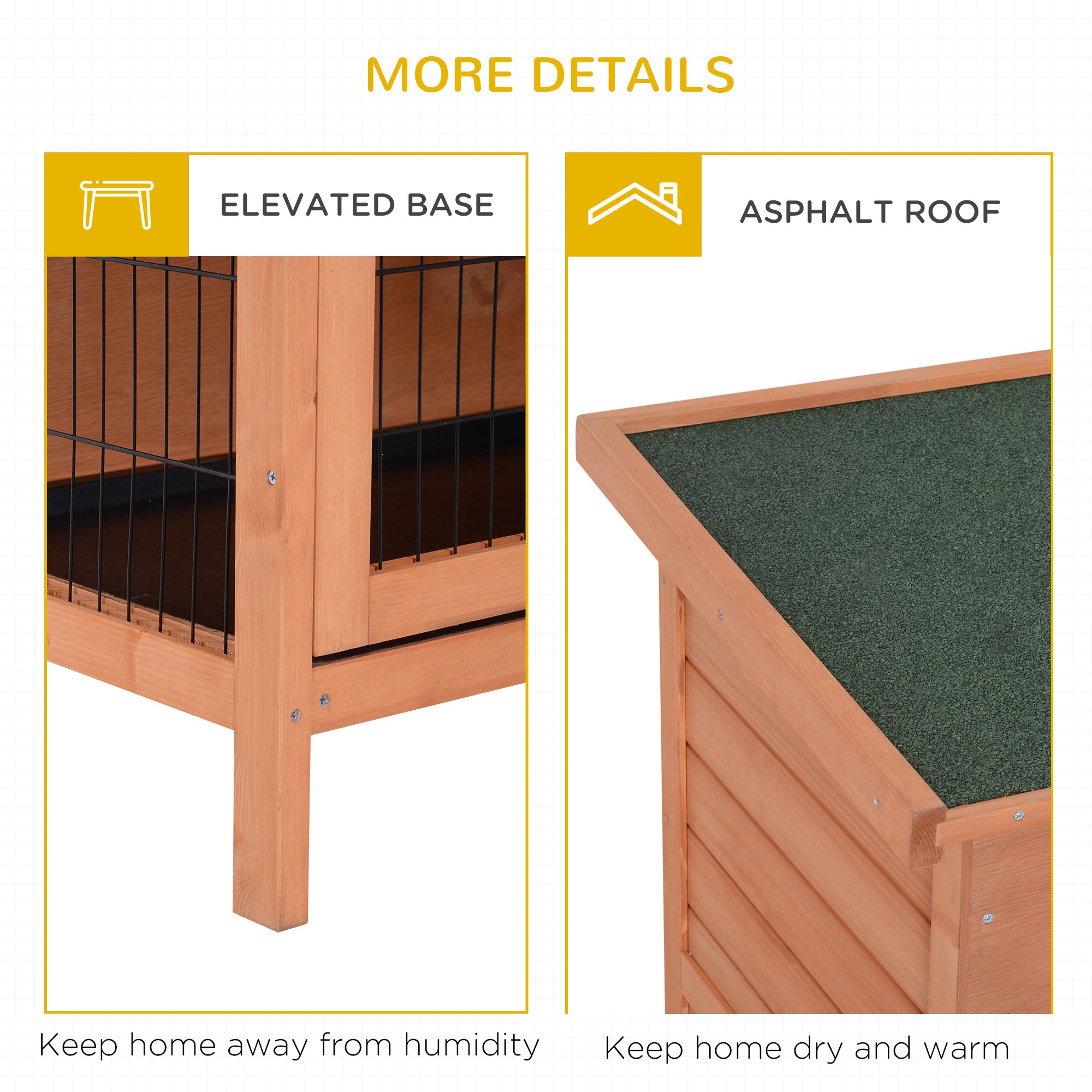 54" 2-Story Large Rabbit Hutch Bunny Cage Wooden Pet House Small Animal Habitat with Lockable Doors, No Leak Tray and waterproof Roof for Rabbits, Chickens, Ducks, Outdoor/Indoor Natural