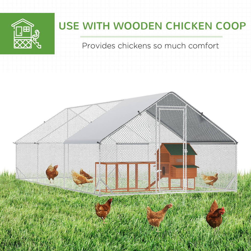 10¡¯ x 20¡¯ x 6.5¡¯ Chicken Coop Cage, Outdoor Hen House w/Cover & Lockable Door