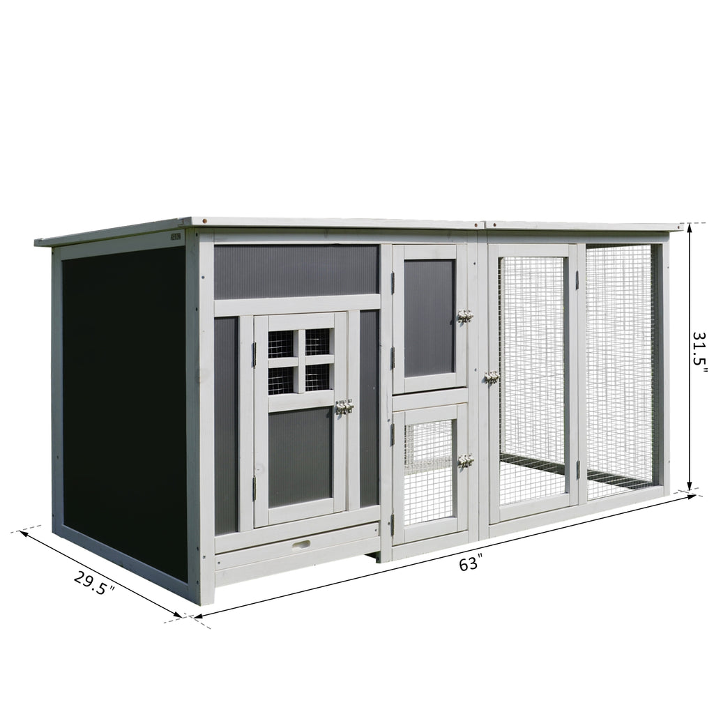 32" Luxury Large Outdoor Open Covered Chicken Coop House with Run and Nesting Box and