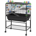 3-Tier Rolling Hamster Cage with Wheels - Large Rat Cage with Deep No-Leak Tray, Storage Shelf & Exercise Wheel, Full Habitat with Tubes, Hut, Gray