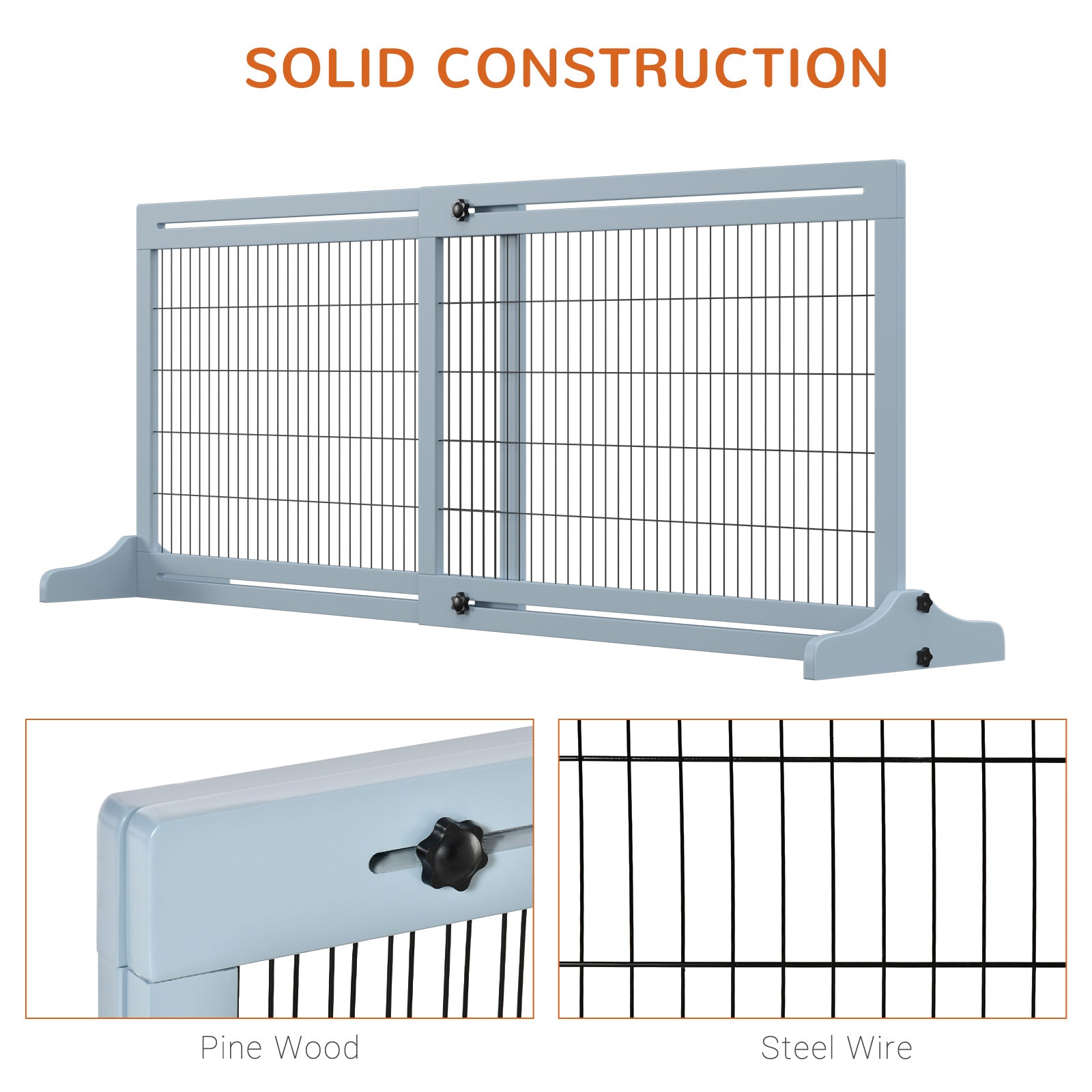 71" Extra Wide Freestanding Pet Gate for Dogs & Cats, Doorway Hallway Barrier