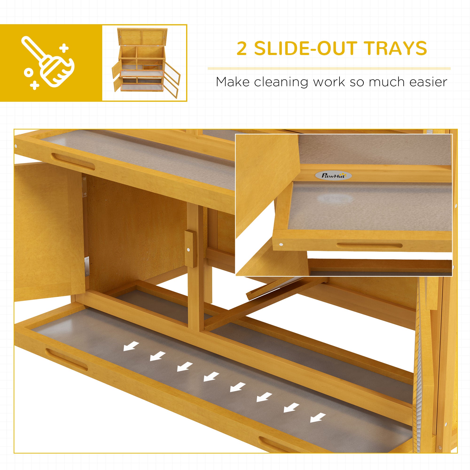 Wooden Bunny Hutch with Ramp, Indoor/Outdoor, Yellow