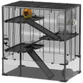 4 Tier Hamster Cage with Deep Tempered Glass Bottom, Running Wheel, Hut, Water Bottle, Food Dish, 31" x 19" x 31.5"