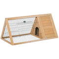 46" x 24" Wooden A-Frame Outdoor Rabbit Hutch, Small Animal Cage, Bunny Hutch with Outside Run & Ventilating Wire, for Rabbits, Chickens, Ducks, Yellow