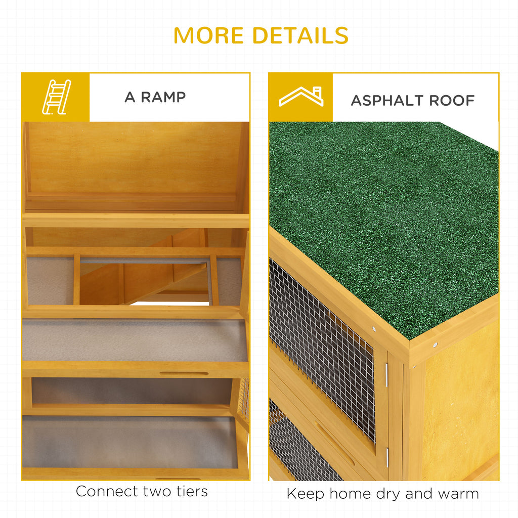 Wooden Bunny Hutch with Ramp, Indoor/Outdoor, Yellow