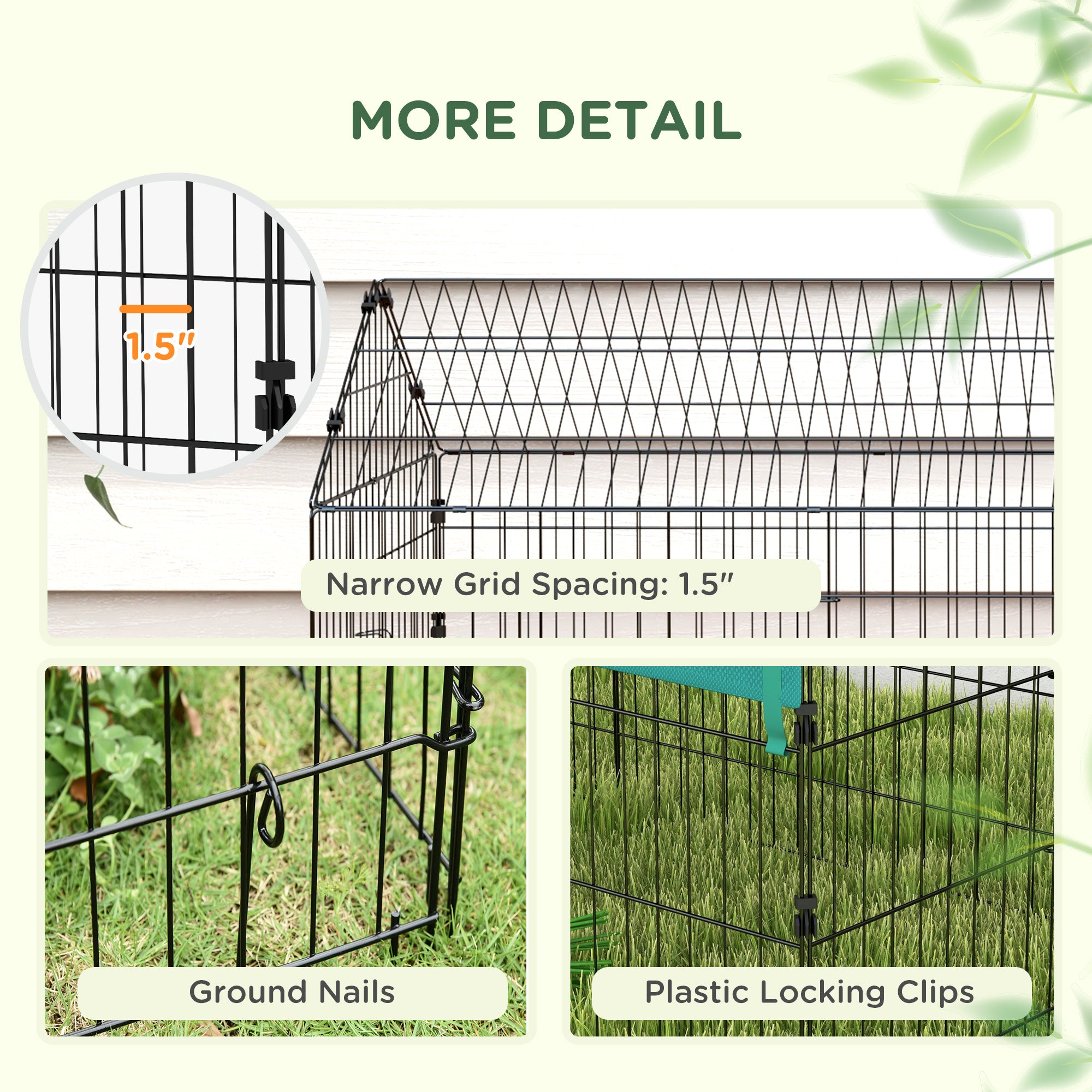 87" Small Animal Playpen with with Roof for Rabbits, Chicken, Chinchillas for Indoor/Outdoor Use, Green