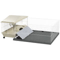 Guinea Pig Cage with Removable Playpen, Waterproof Pad, Hay Feeder & Water Bottle, Small Animal Habitat for Indoor Use