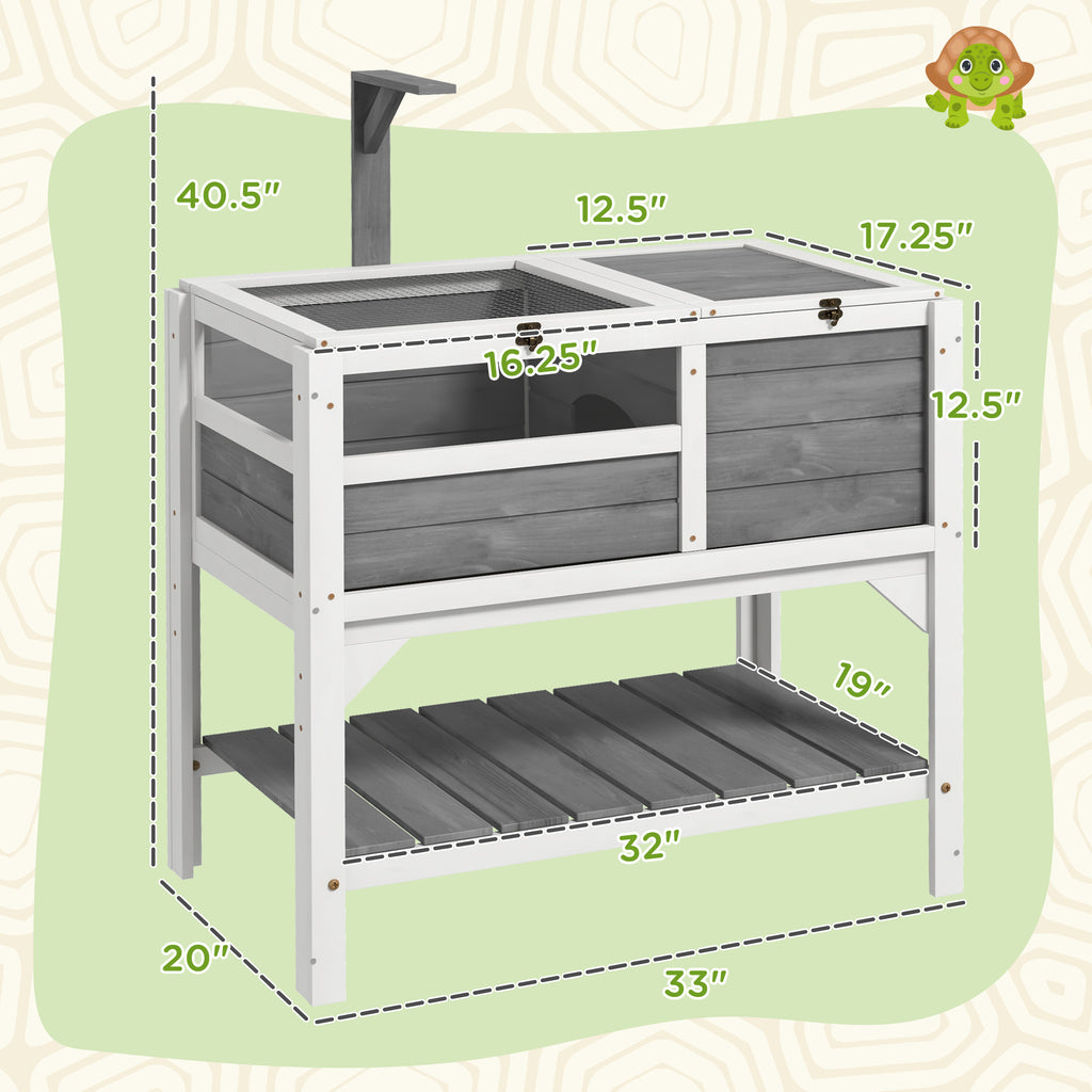 Tortoise Habitat with Shelf Storage Tortoise Gift Accessory with Weather Protection for Indoor, Light Gray