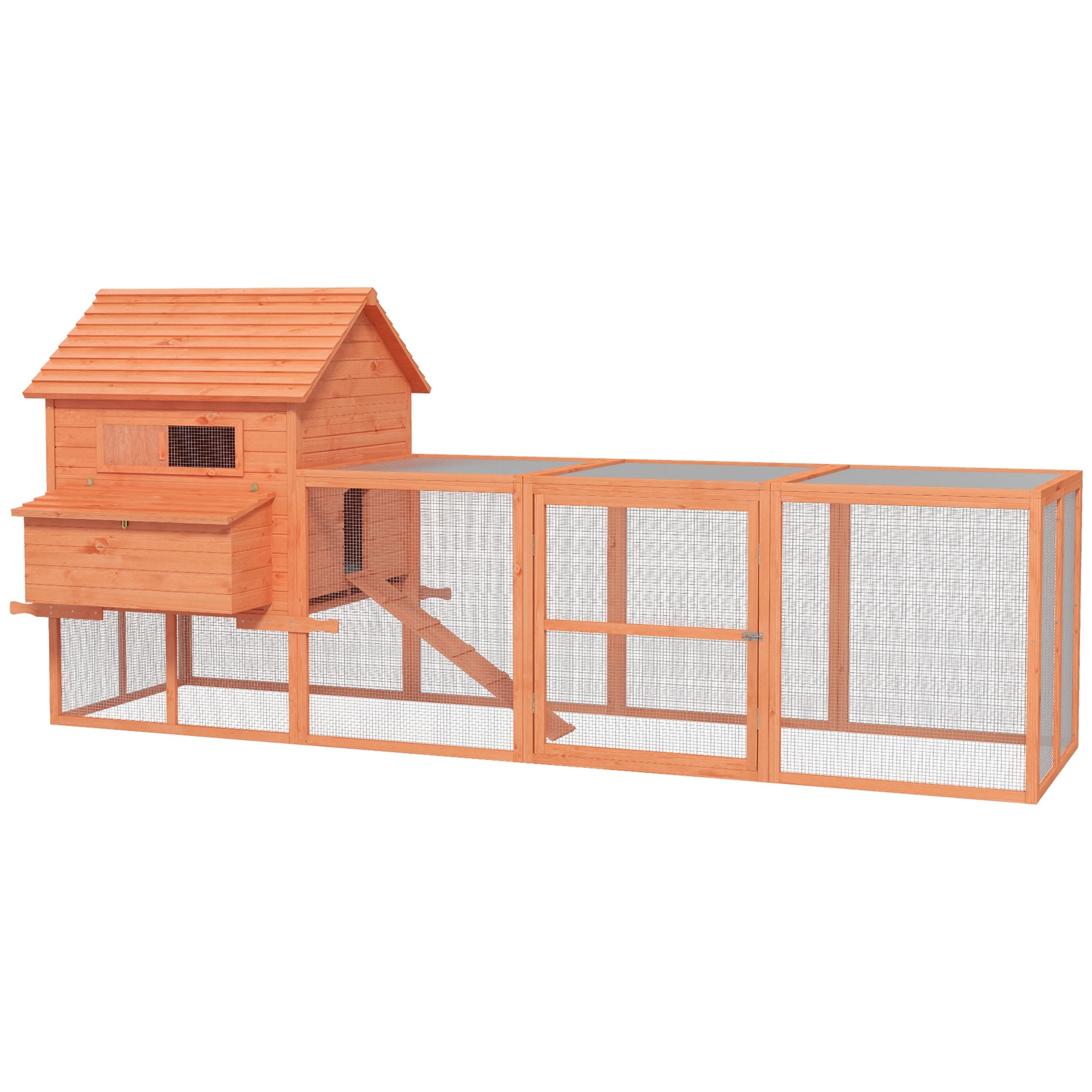 145" Wooden Chicken Coop with Run & Inner Hen House Space