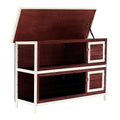54" 2-Story Weatherproof Stackable Elevated Wooden Rabbit Hutch with Enclosed Run and Pull-Out Trays