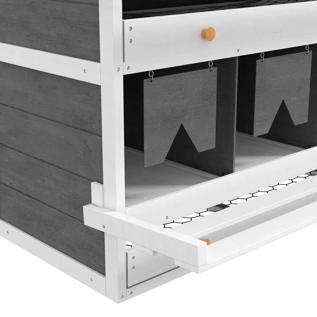 Chicken Nesting Box, 8 Compartment Wood Laying Boxes for Chicken Coop with Egg Collection Trays Perches for 16-32 Hens