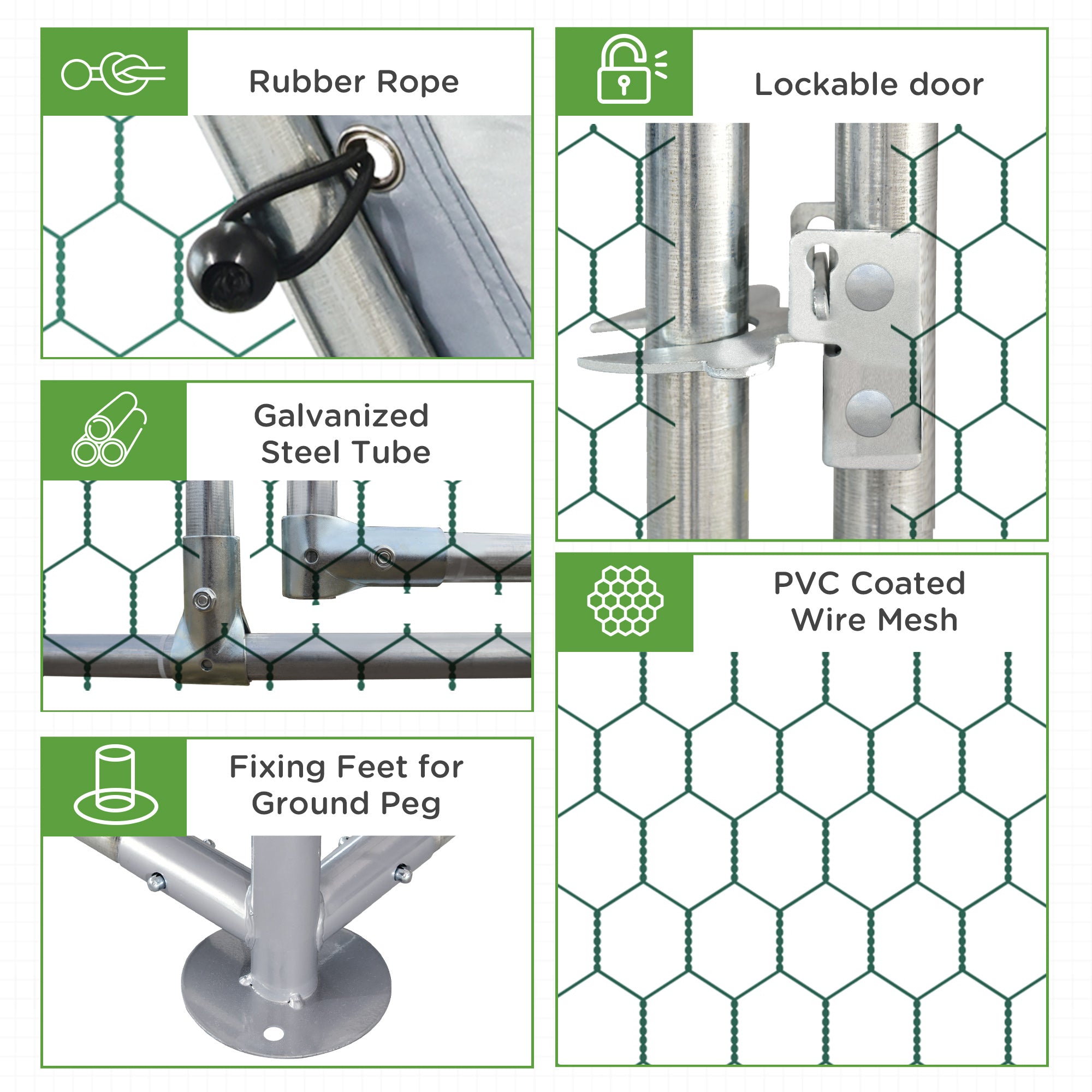 Large Chicken Coop Metal Chicken Run with Waterproof and Anti-UV Cover, Flat Shaped Walk in Fence Cage Hen House for Outdoor and Yard Farm Use, 1" Tube Diameter, 9.2' x 18.7' x 6.4'