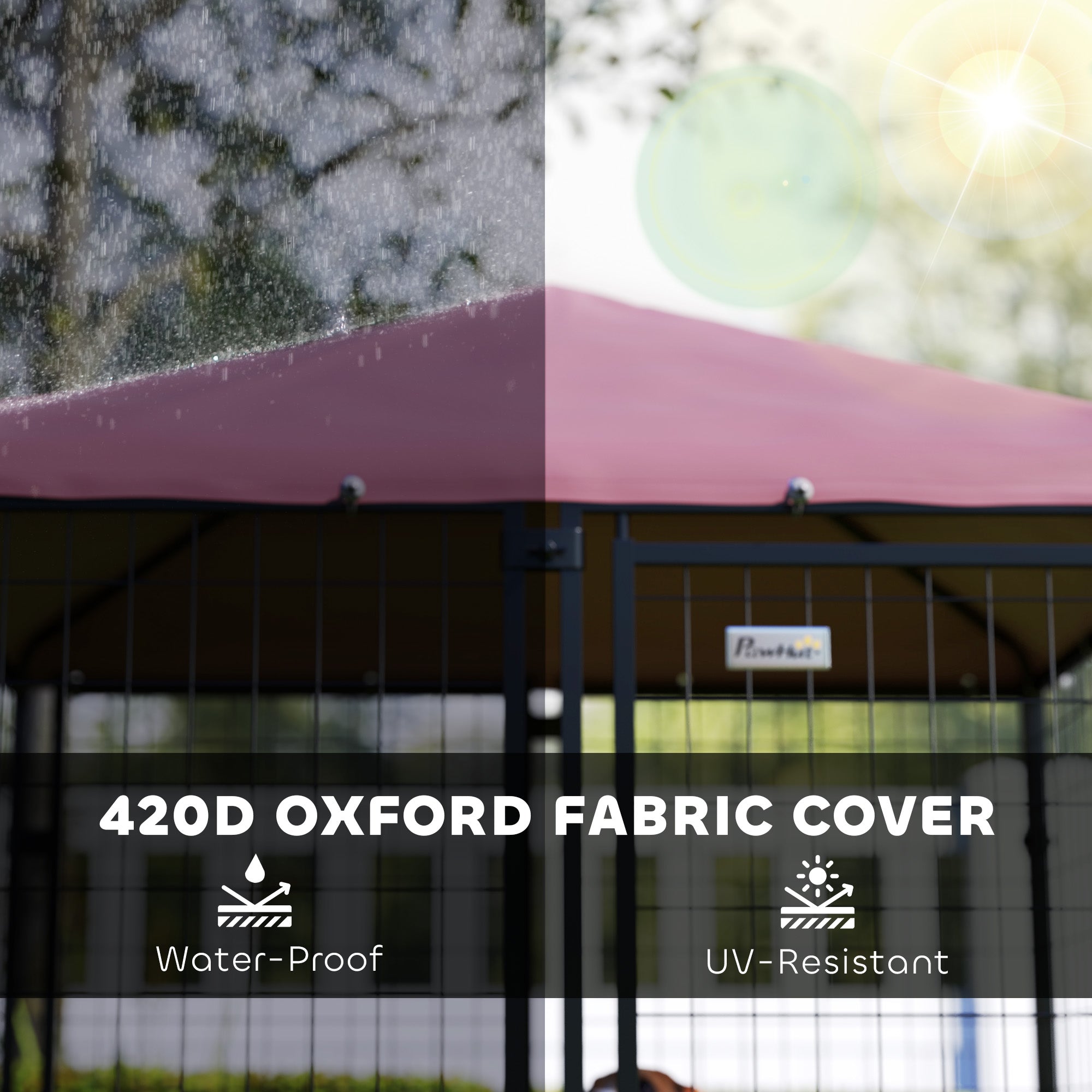 4.6' Outdoor Dog Kennel with Welded Wire, Adjustable Bowls & Waterproof Cover