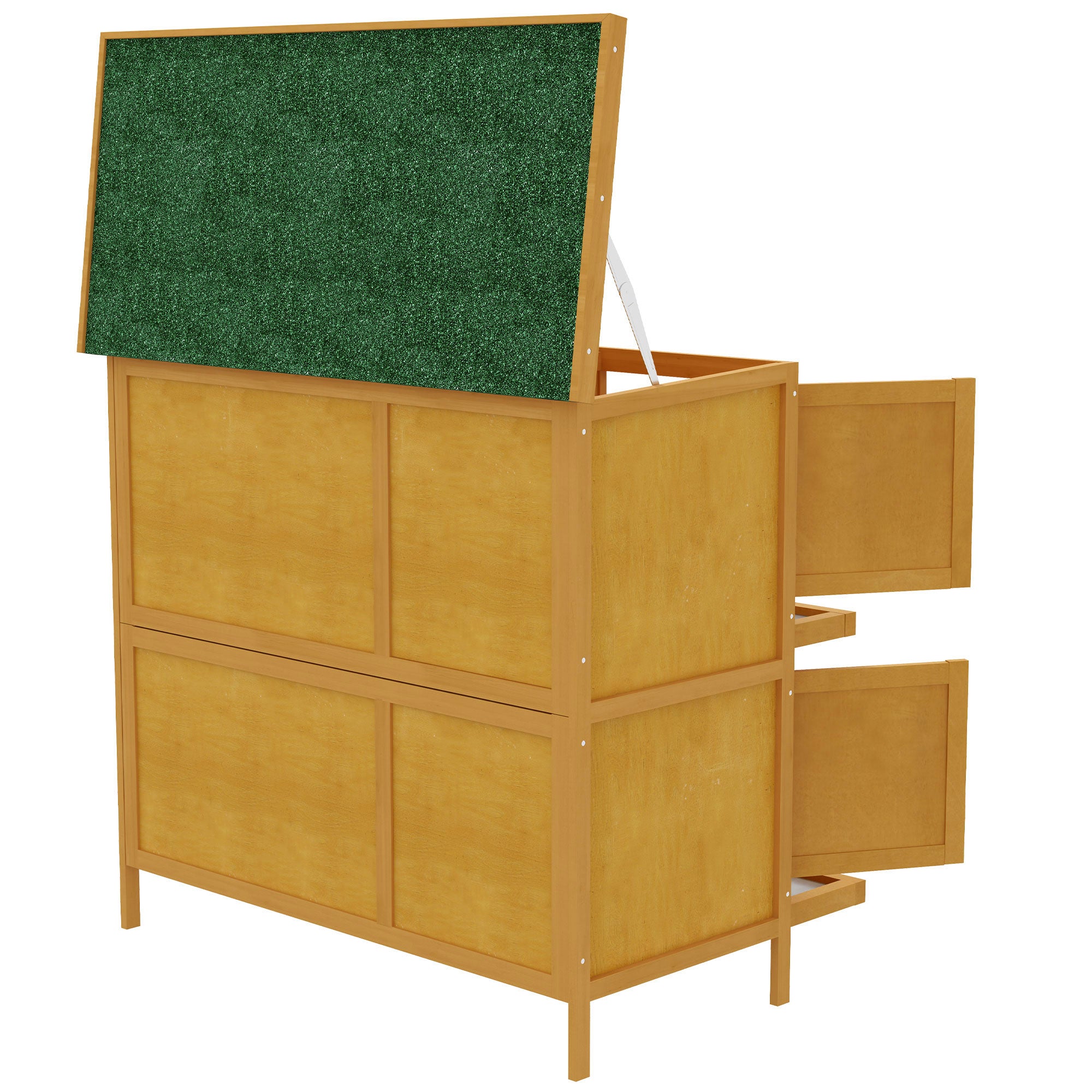 Wooden Bunny Hutch with Ramp, Indoor/Outdoor, Yellow