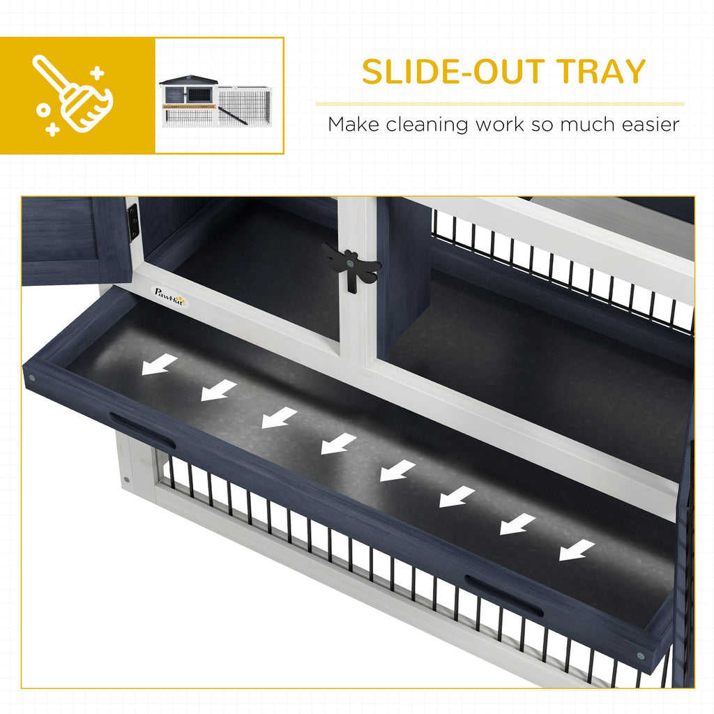 2 Level 59" Outdoor Rabbit Hutch with Openable Top, Dark Gray