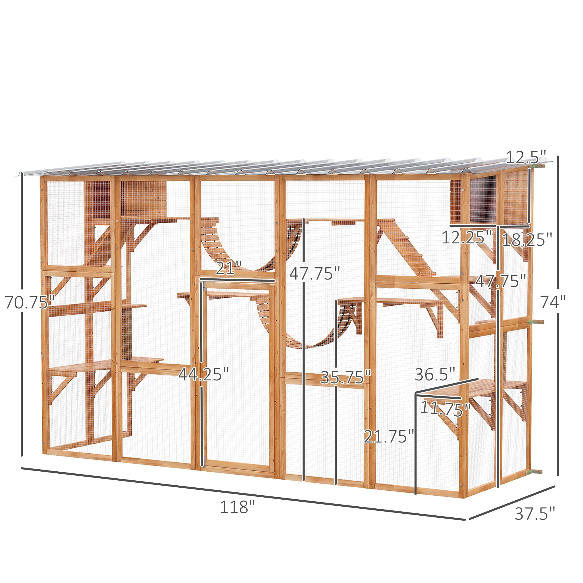 Large Catio with Multiple Shelves & Bridges, Catio with Ramps, Cat Window Box Enclosure for Outdoor Use, Orange