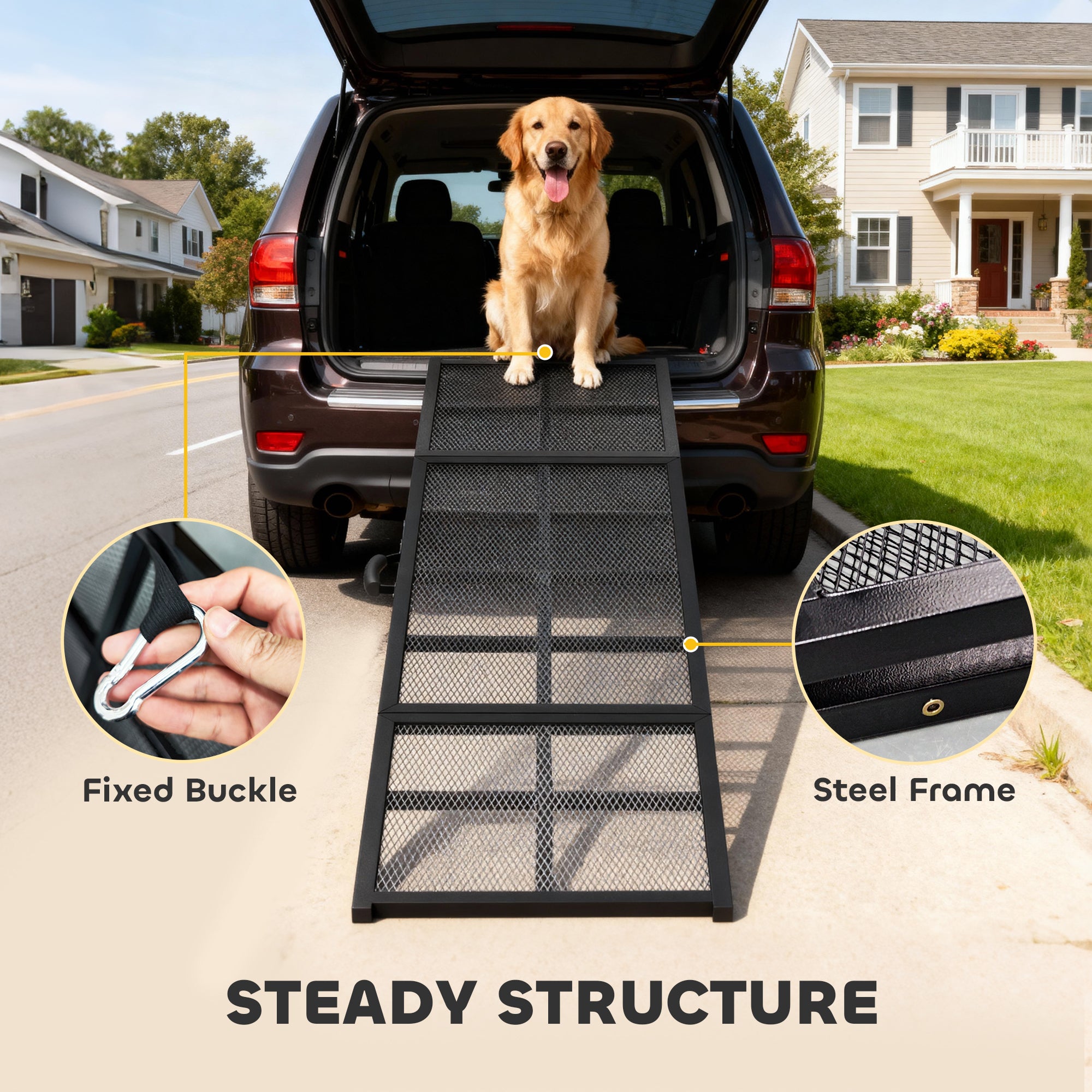 75" Extra Long Dog Car Ramp, Non-Slip Folding Portable Ramp for Large Dogs