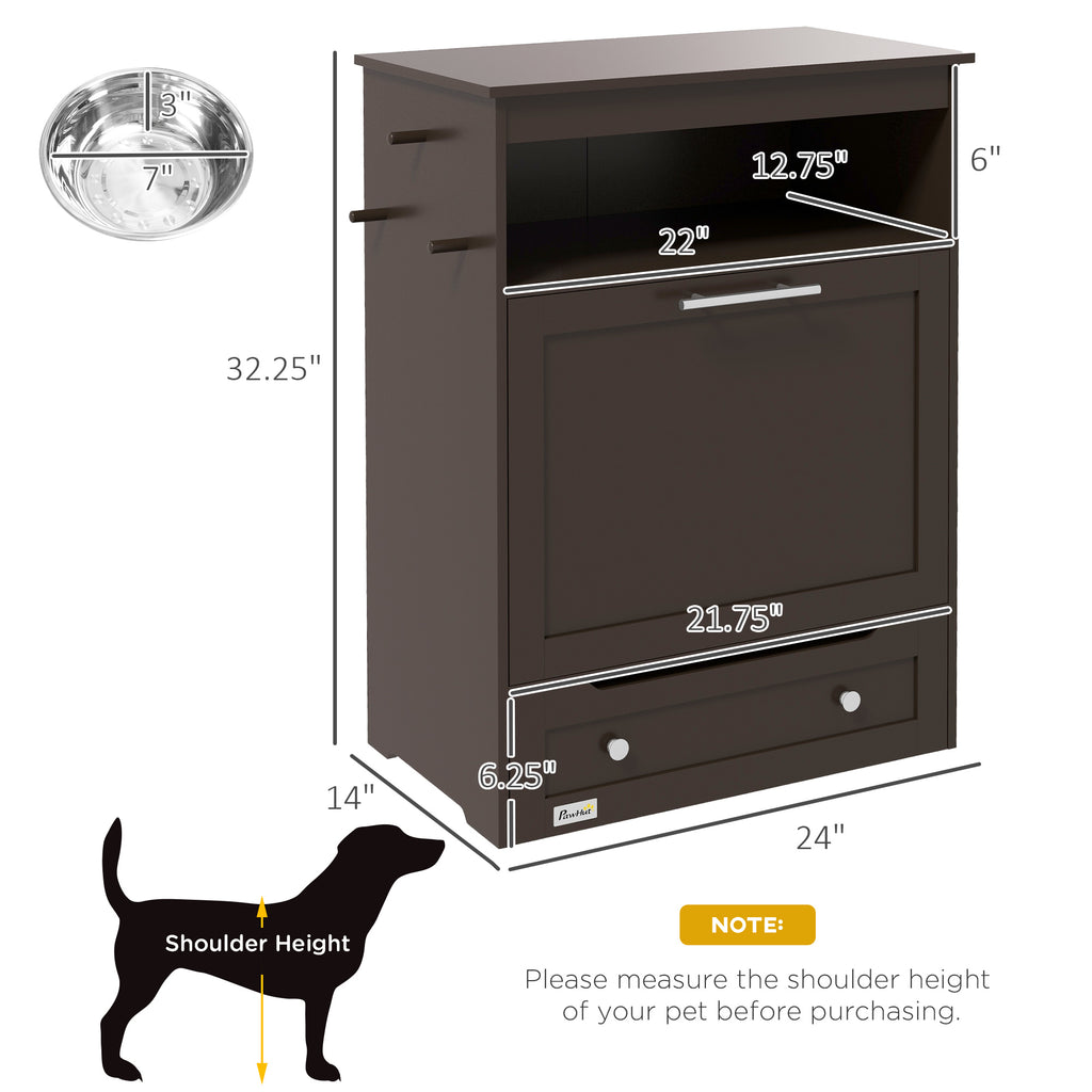 Pet Feeder Station with Storage Cabinet & Raised Bowls, Dog Food Container
