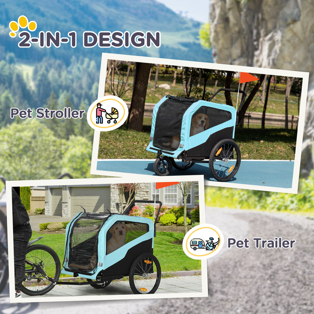 2-in-1 Dog Bike Trailer Pet Stroller Carrier for Large Dogs with Hitch