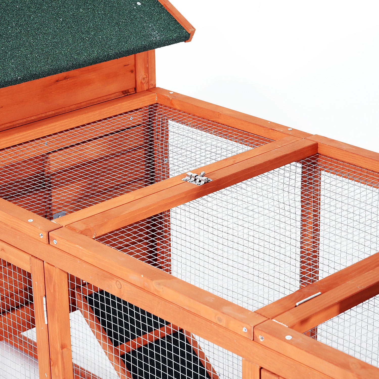 124" Dual Chicken Coop Wooden Large Chicken House Rabbit Hutch Hen Poultry Cage Backyard with Outdoor Ramps and Nesting Boxes