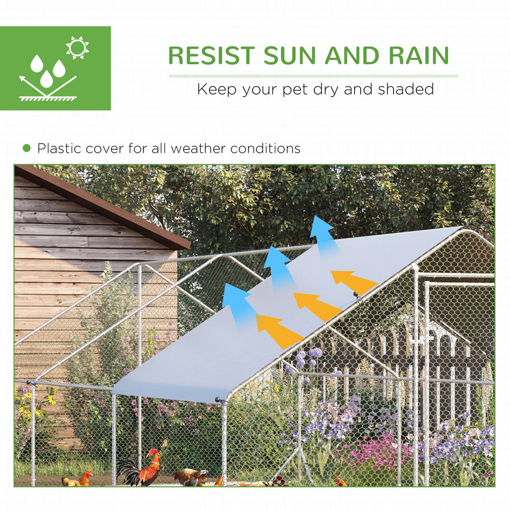 10¡¯ x 20¡¯ x 6.5¡¯ Chicken Coop Cage, Outdoor Hen House w/Cover & Lockable Door