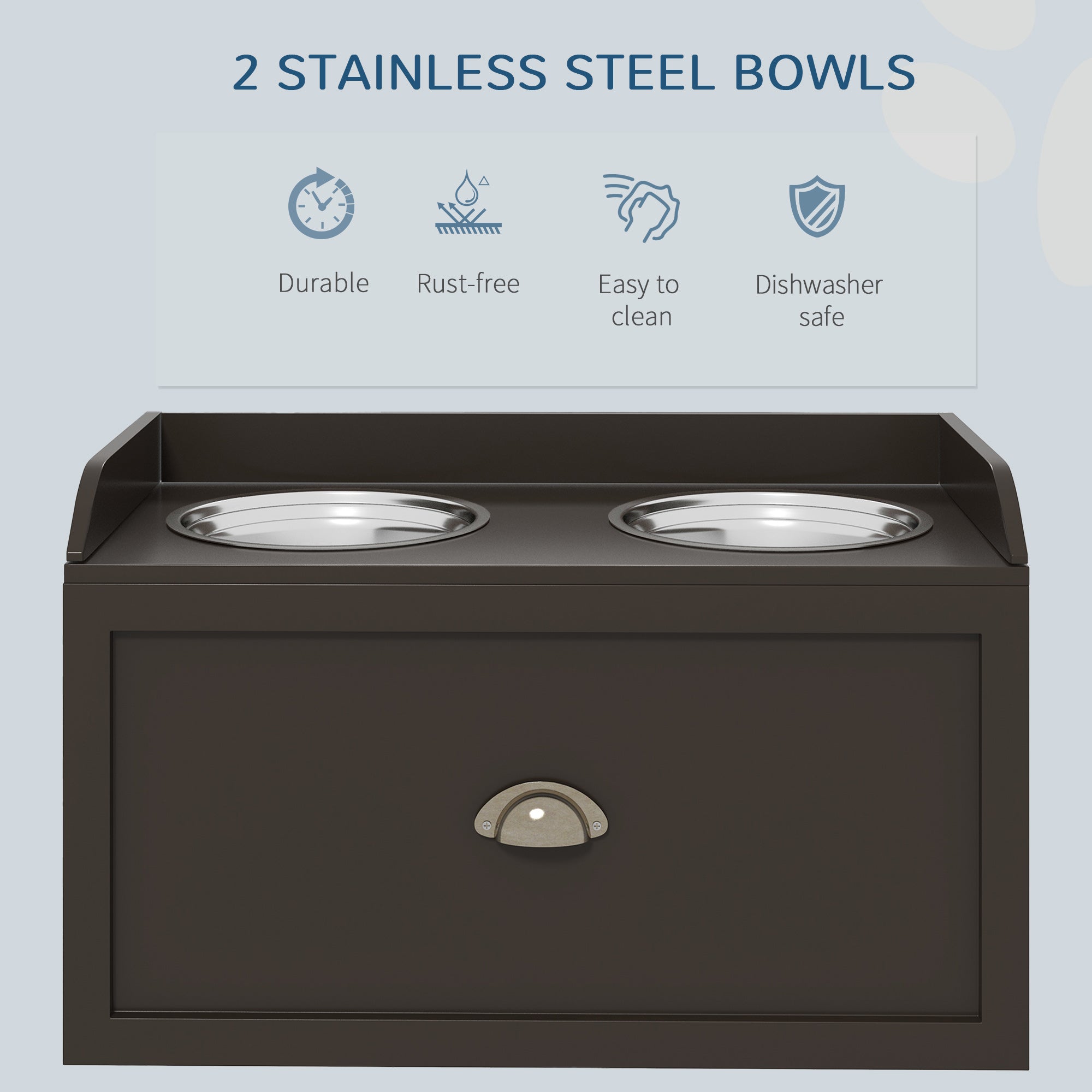 Pet Feeding Station Pet Dish Bowl Set with Storage, 2 Elevated Dog Bowls for Large Sized Dogs, Coffee