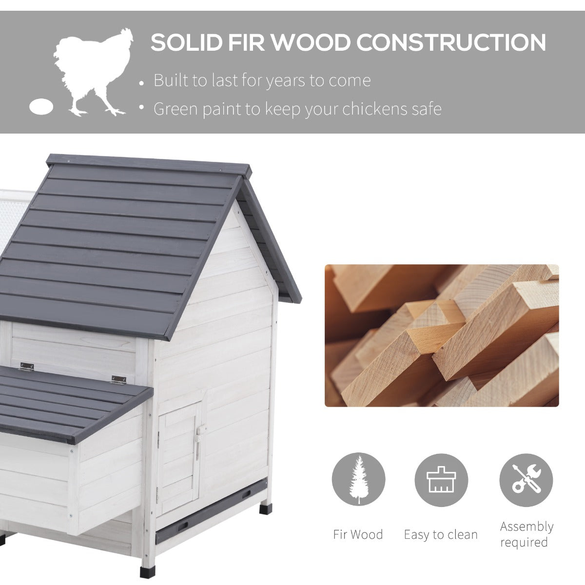 48" Wood Outdoor Chicken Coop House with Nesting Box