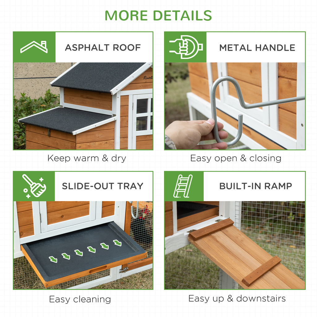 76" Wooden Chicken Coop with Safe and Healthy Non-Polluting Materials, Outdoor Hen House Poultry Cage with Weatherproof Materials