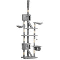 Floor to Ceiling Cat Tree, 94.5-102.5 inch Height Adjustable?Cat Climbing Tower with Scratching Posts, Condos, Hammocks