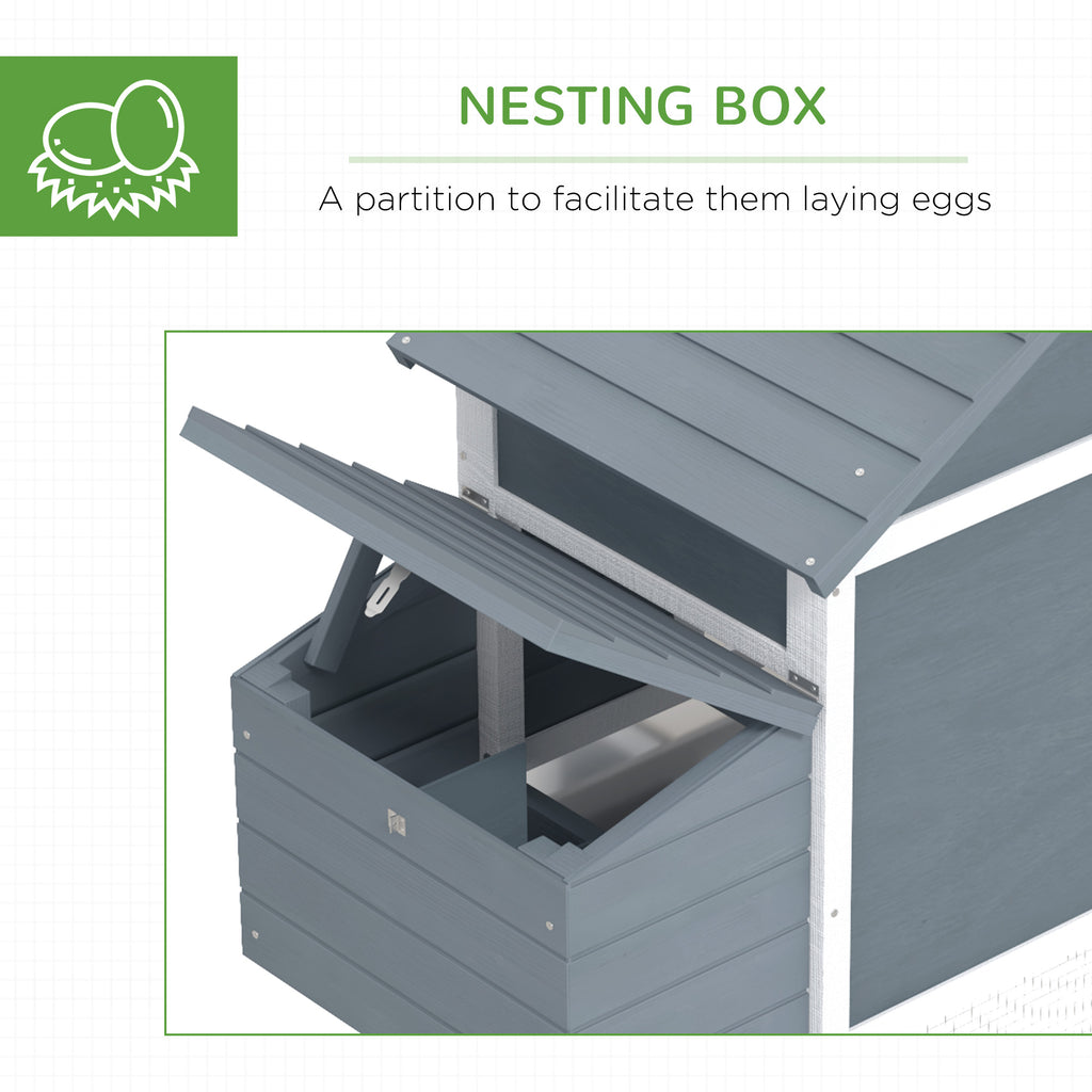 59" Small Wooden Chicken Coop Hen House Poultry Cage for Outdoor Backyard with 2 Doors, Nesting Box and Removable Tray, White